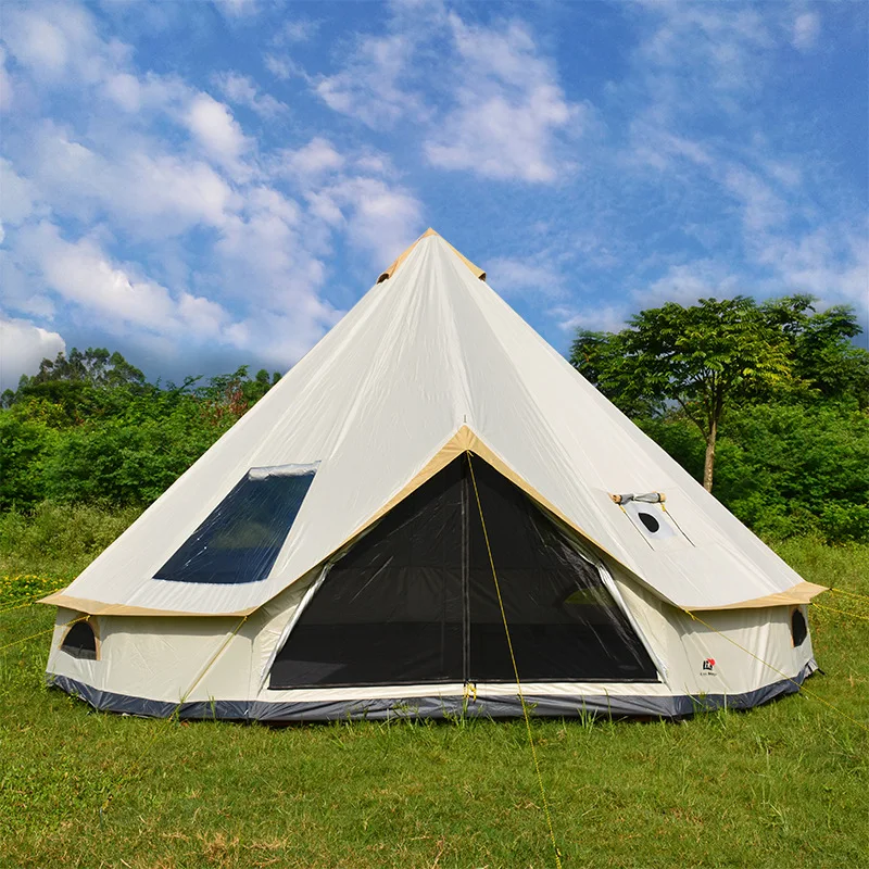 

6-10 Persons Glaming Luxury Mongolia Yurt Family Travel Hiking Antistorm Outdoor Camping Castle Tent Silver Coated UV Function