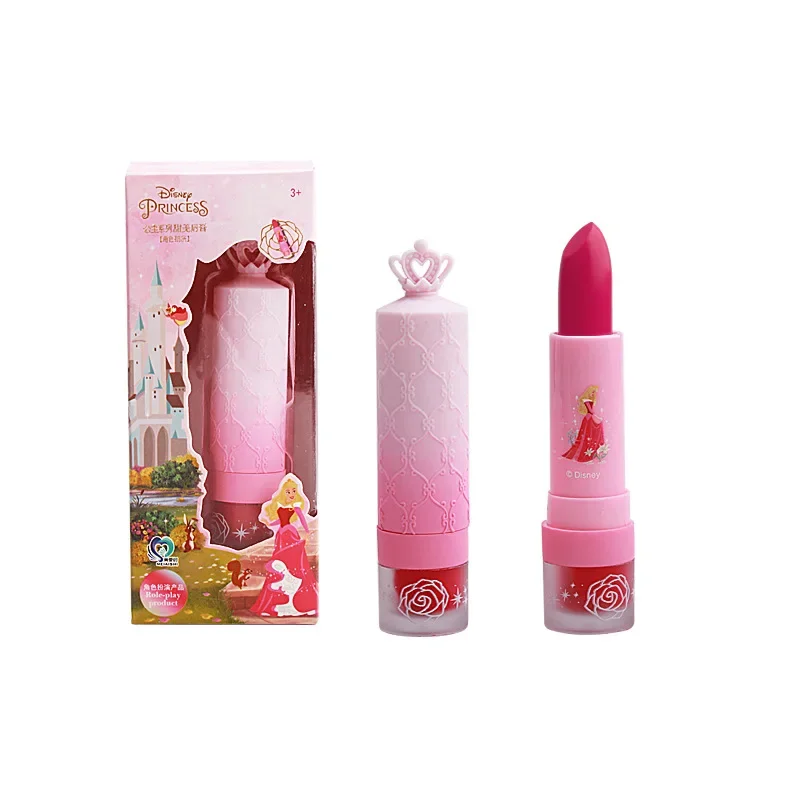 Original Disney cartoon real girls frozen Lipstick Cosmetics Girls Safe Baby princess Lip Gloss girls toys birthday gift makeup toy cosmetics set princess pretend toys