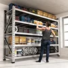 KINGBO 78"W Garage Shelving 4400LBS Heavy Duty Garage Shelving Units and Storage Adjustable 5 Tier Stainless Steel 1