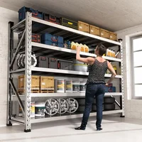 KINGBO 78"W Garage Shelving 4400LBS Heavy Duty Garage Shelving Units and Storage Adjustable 5 Tier Stainless Steel 1
