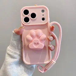 Adorable Cat Paws Phone Case with Lanyard and Stand for Spark 40C (Pink)