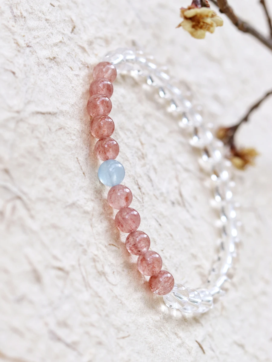 

Браслет Lii Ji из натурального камня, лечебный браслет, кварцевый, клубничный кварц, женская бижутерия, подарок