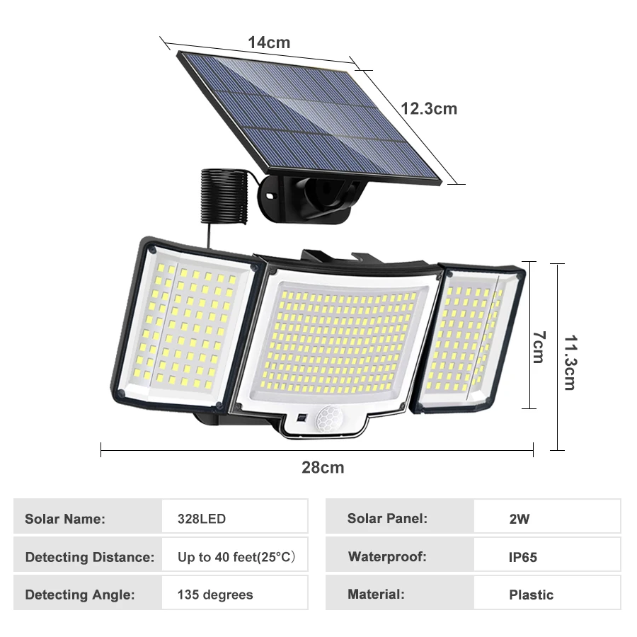 Lampe Solaire À 106 Led Pour L'extérieur, Imperméable Conforme À La Norme  Ip65, Capteur De Mouvement À Induction Humaine, Éclairage De Sécurité, 3  Modes D'éclairage - Solaire Lampes - AliExpress