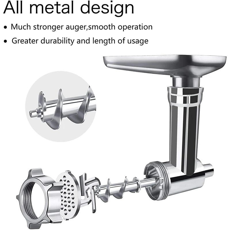 Big Deal Meat Grinder Attachment For Kitchenaid Stand Mixers Sausage Stuffer Tubes, Durable Metal Food Grinder Attachments