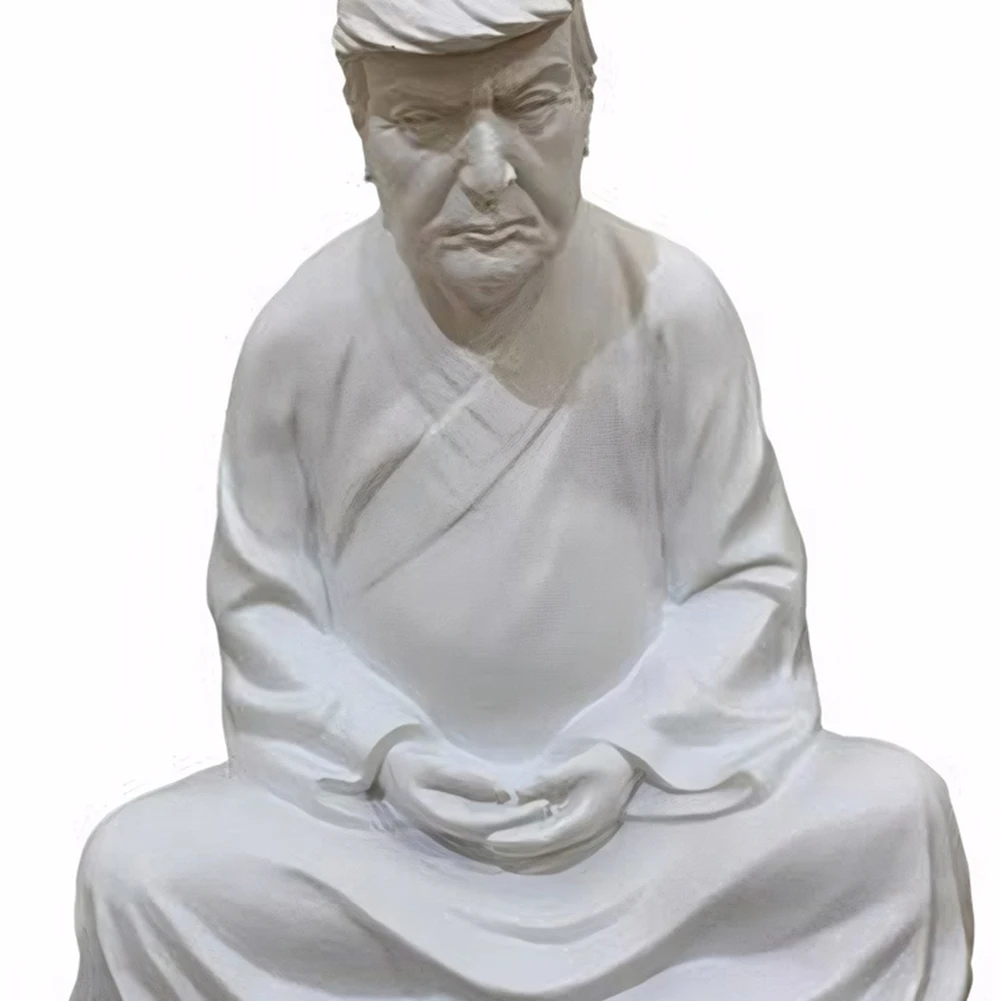 Trump Buddha Statue Resin Funny Trump Ornament Creative Trump Crafts Decor Trump Meditating Sculpture Garden Decoration 5