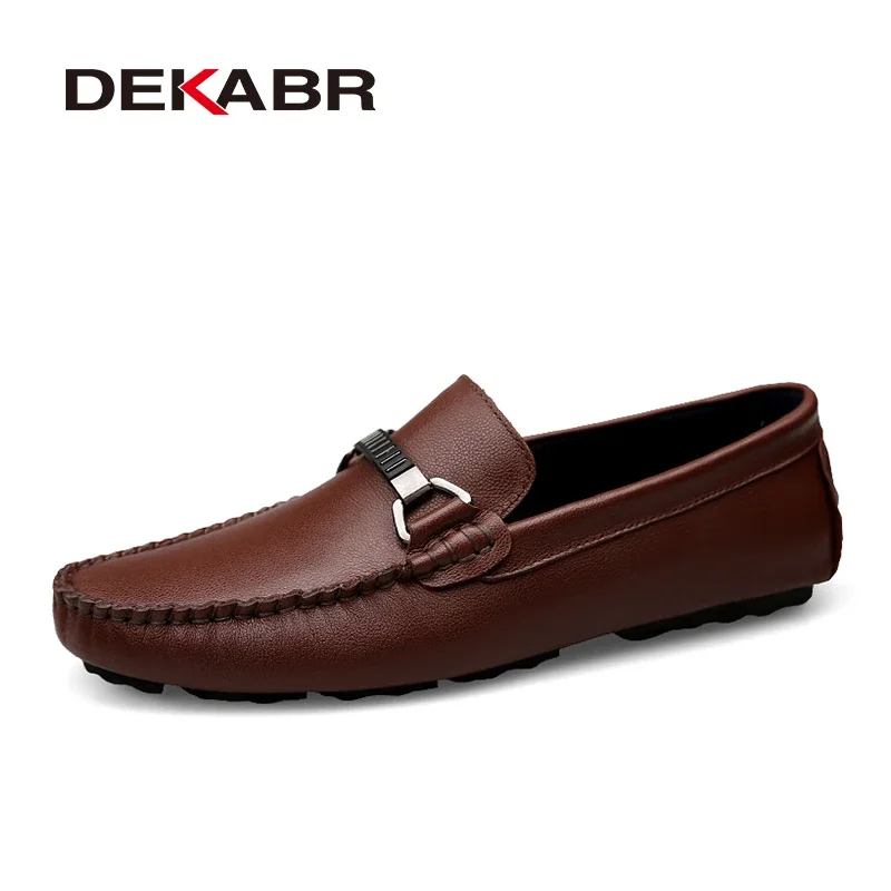 DEKABR Summer Loafers Men Luxury Brand Moccasins Shoes Men Leather Loafers Shoes Slip on Non-Slip Working Office Loafers for Men 5