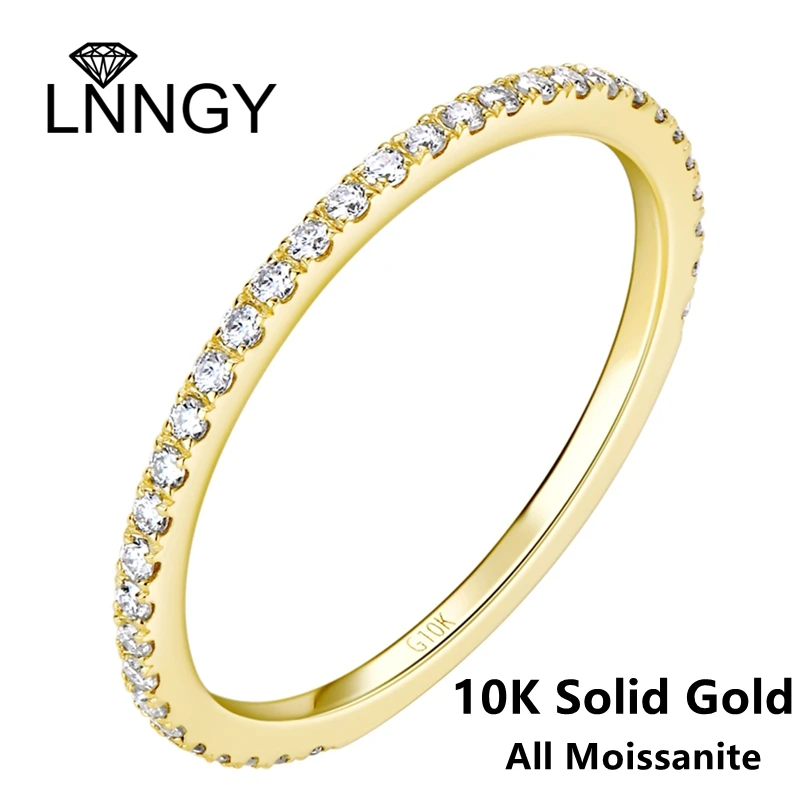 Lnngy 10K Solid Gold Moissanite Wedding Band For Women Couples