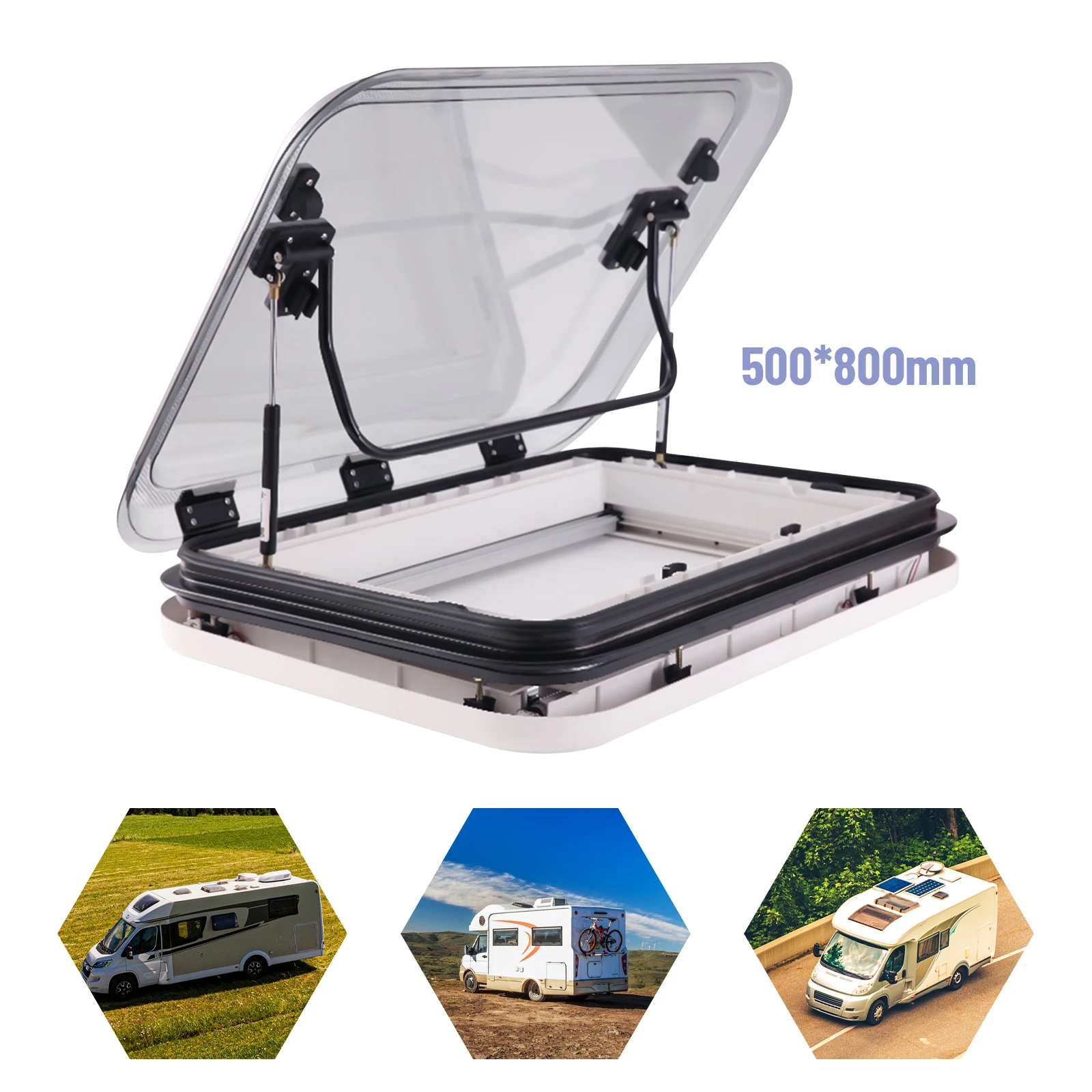 800*500MM RV Caravan Trailer Roof Window Hatch Skylight Vent Mouth w/ LED Light full color led display on car rear window mobile phone app control diy expression screen panel very funny light show on car