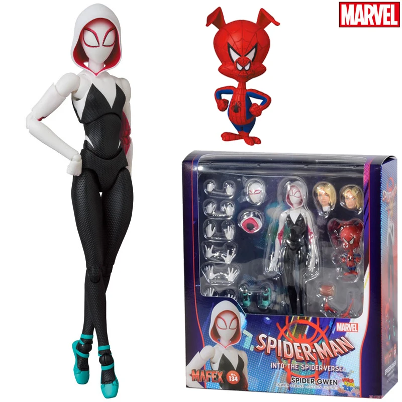 

In Stock Original Medicom Toy MAFEX No 134 SPIDER GWEN STACY SPIDER HAM SPIDER MAN: INTO THE SPIDER VERSE Action Figure Toy Gift