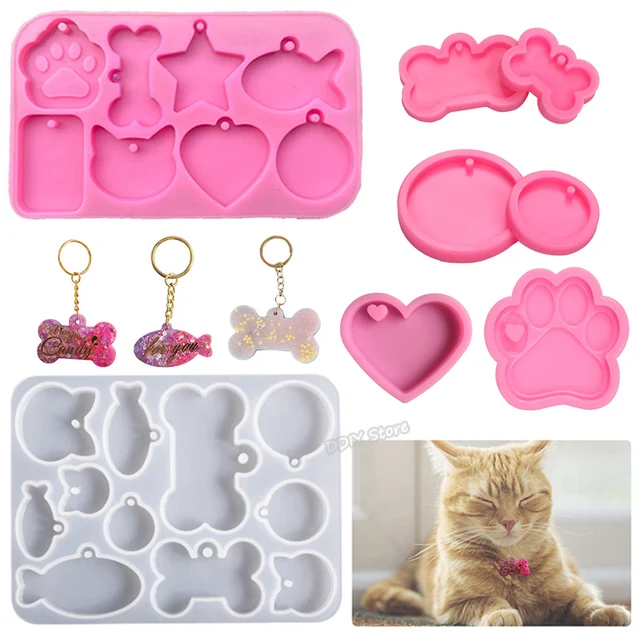 Dog Tag Bone Shaped Keychain Casting Silicone Mold for DIY Jewelry Making