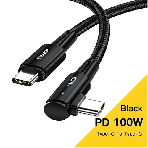 Essager 100W USB Type C To USB C Cable 90 Degree Angle For iPad MacBook Pro Xiaomi Samsung Huawei Fast Charging Type-C Date Wire - Image 9