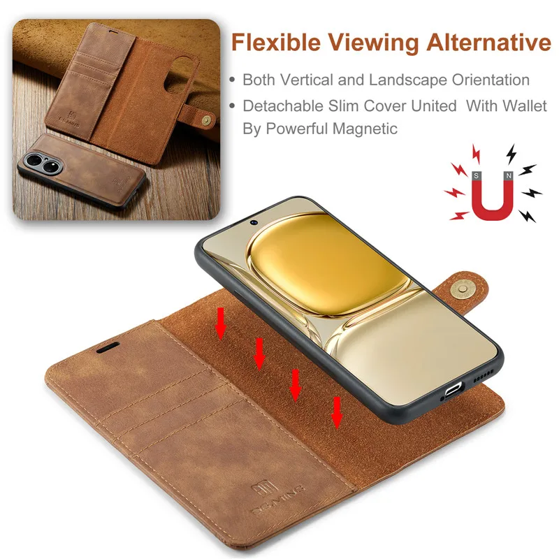 P50 Pro 2in1 Detachable Magnet Flip Case for Huawei P50 Pro Leather Wallet Case Huawei P40 P 30 20 Lite Honor 20s Mate 30 40 Pro
