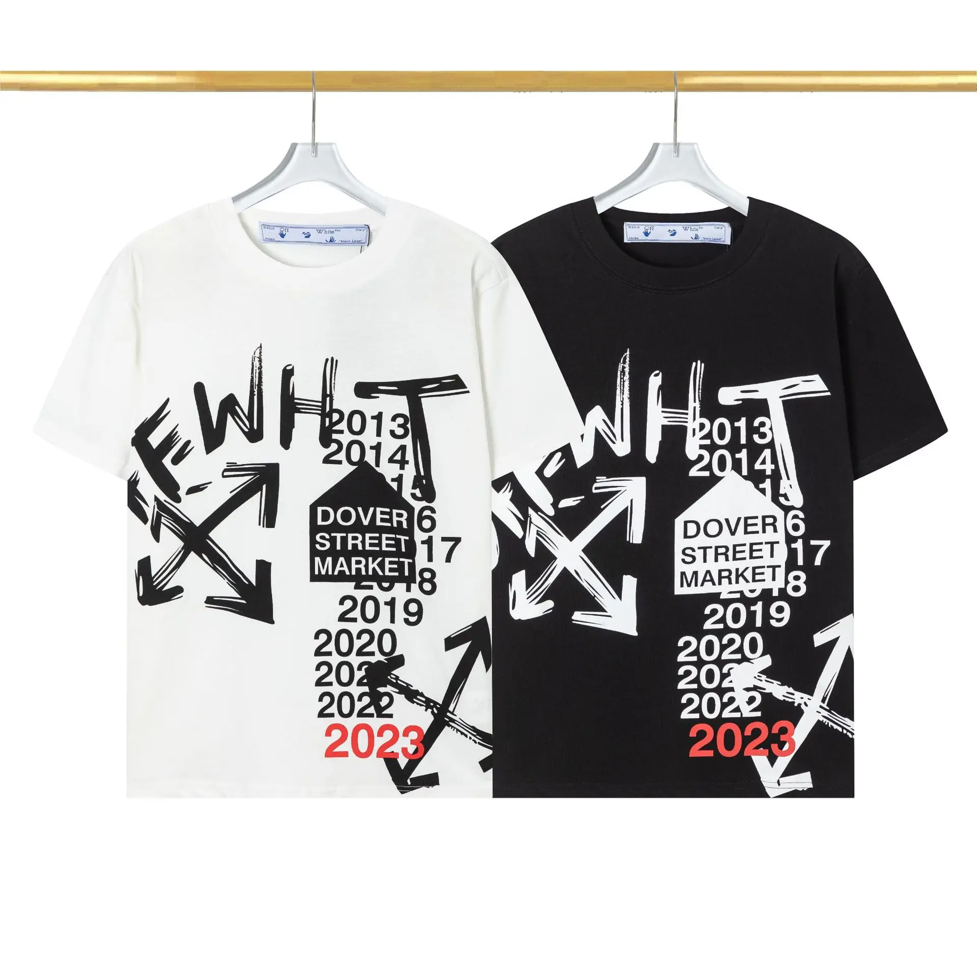 

Off whites 2024 Летний Новый пуловер с круглым вырезом и узором OW house со стрелками и коротким рукавом для мужчин и женщин