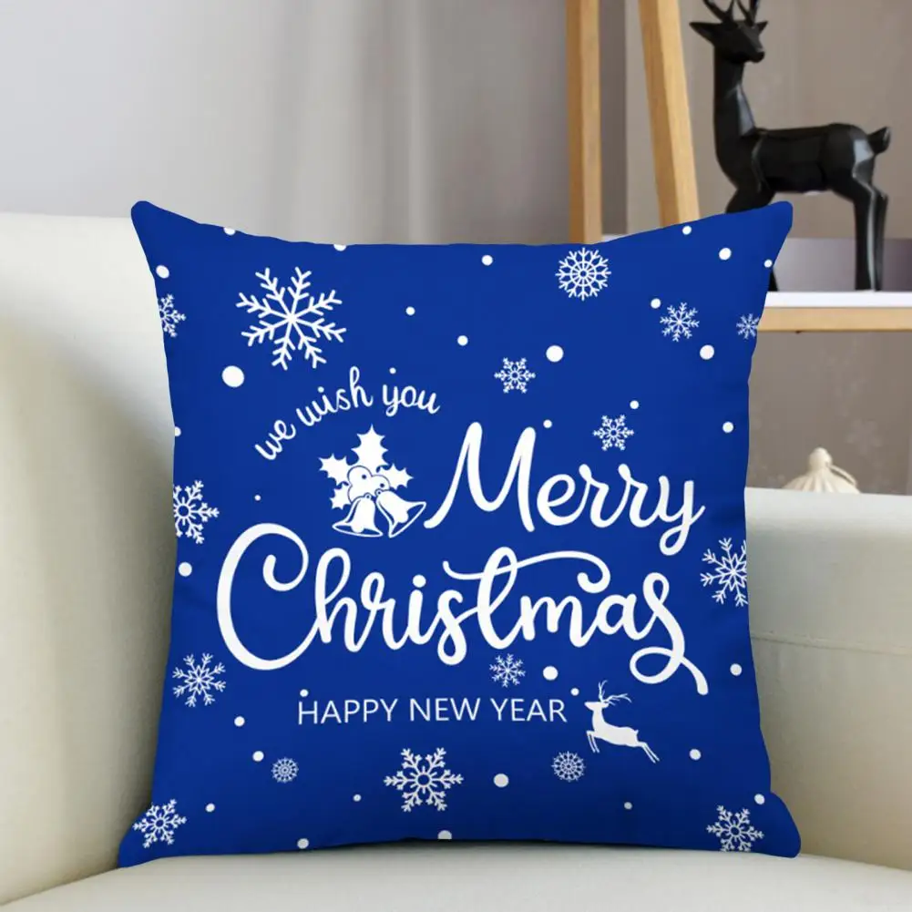 

Pillow Cover Holiday Pillowcase Vibrant Snowflake Elk Print Christmas Pillowcase Hidden Zipper Square Throw Cushion for Sofa