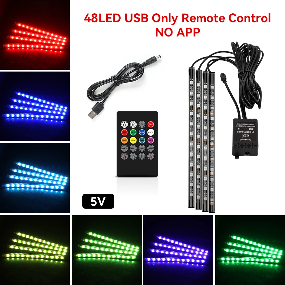 ตัวเลือกสินค้า ไฟ LED ตกแต่งรถ Ambient ควบคุมเพลงอัตโนมัติ