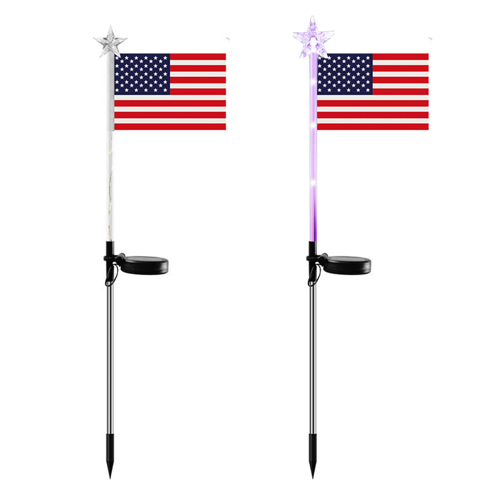 Patriotic Garden Flag Patriotic Flag Yard Stake With Solar Lights Garden Ornaments For Memorial Day 4th Of July Veterans Day