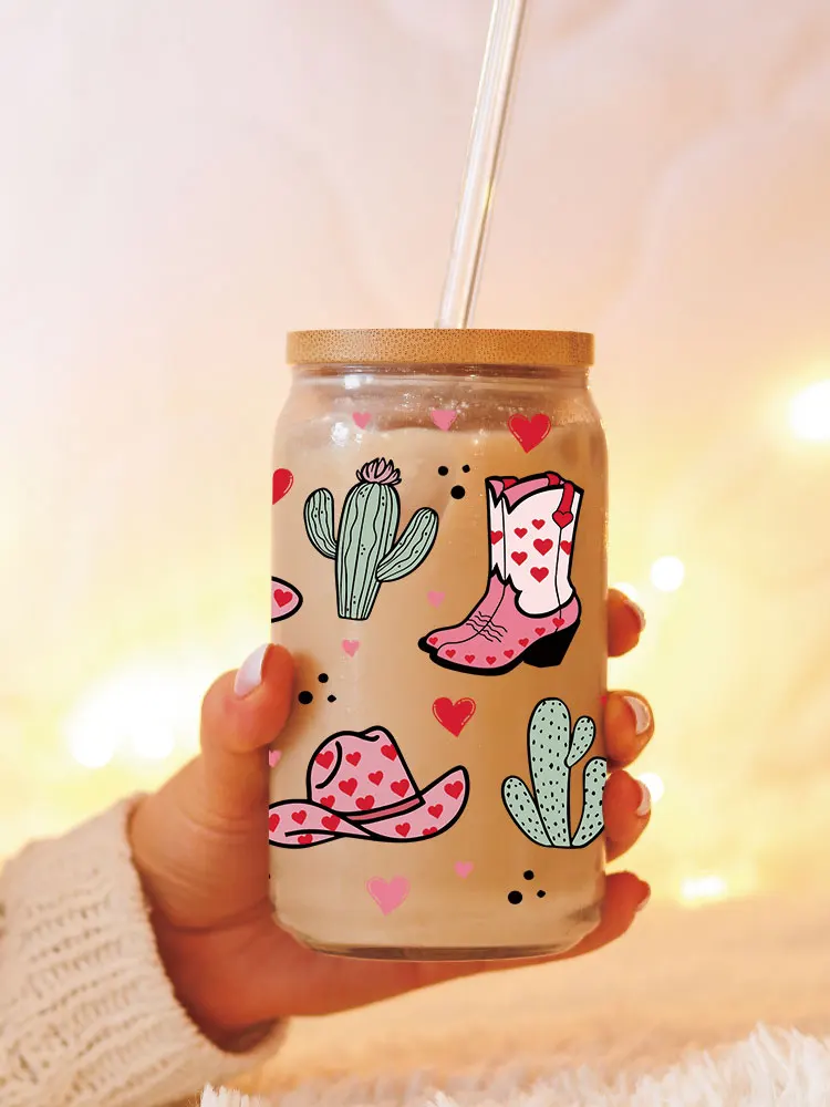 UV DTF Transfer Sticker Valentine's Day 16oz Libbey Glasses Wraps Bottles Cup Can DIY Waterproof Decals D26952