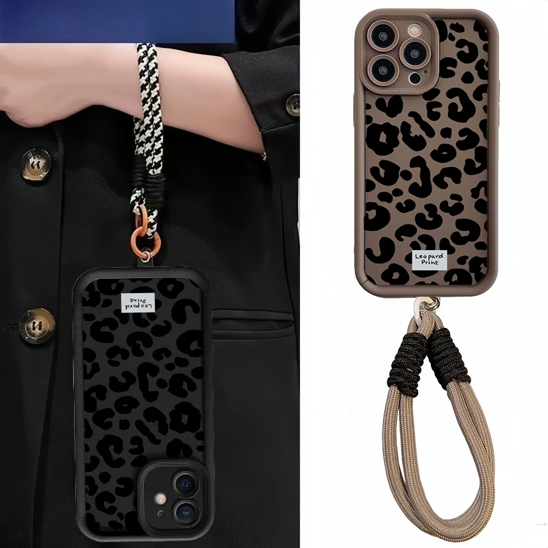 Leopard Print Lanyard Cord Phone Case Cover