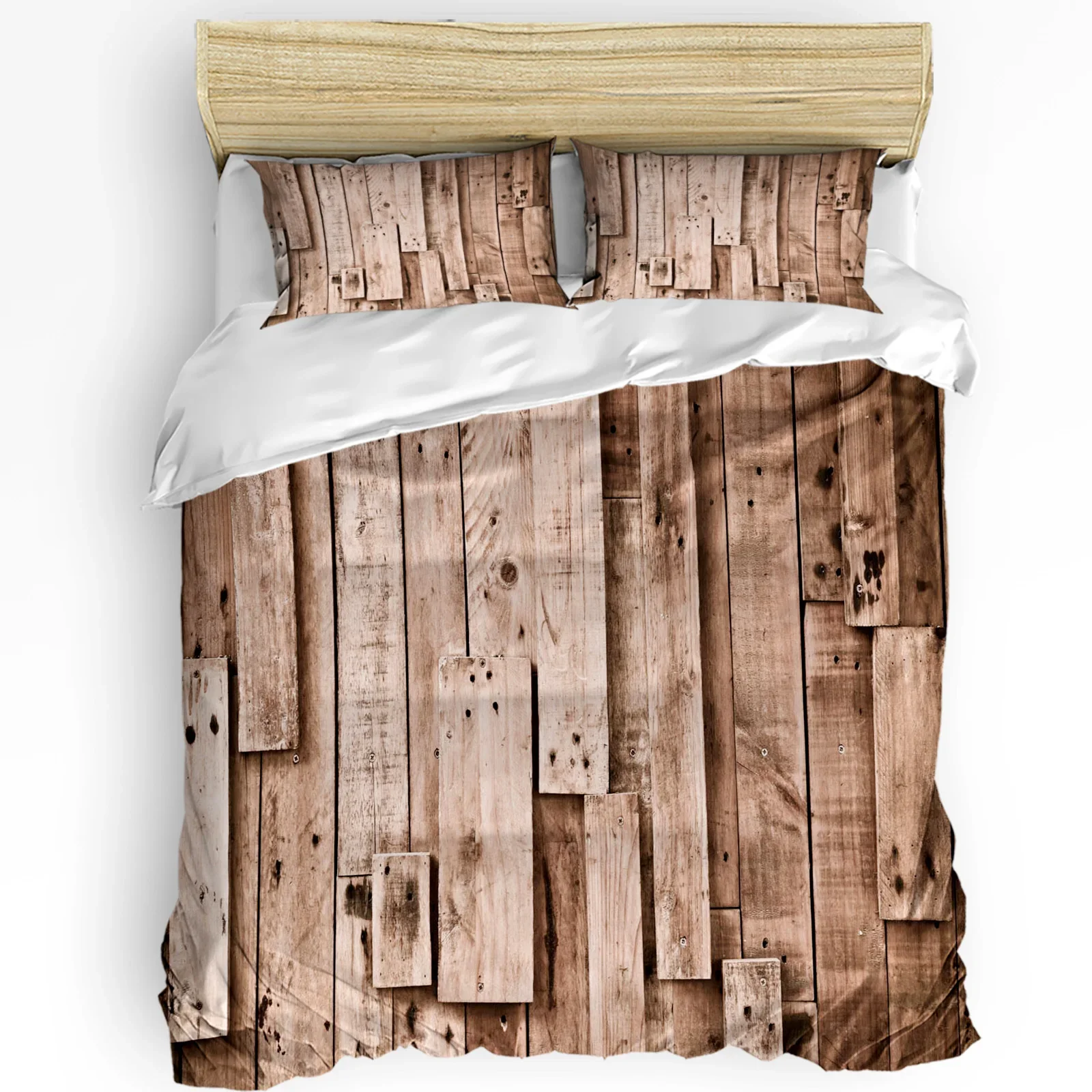 

Wooden Board Retro Printed Comfort Duvet Cover Pillow Case Home Textile Quilt Cover Boy Kid Teen Girl Luxury 3pcs Bedding Set