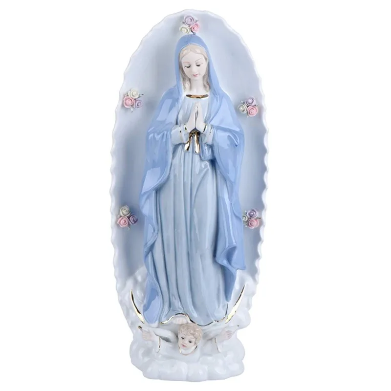 Fine Porcelain Virgin Mary Statue Our Lady of Guadalupe Virgin Mary Figurine Hand-Painted Figure Christian Statue