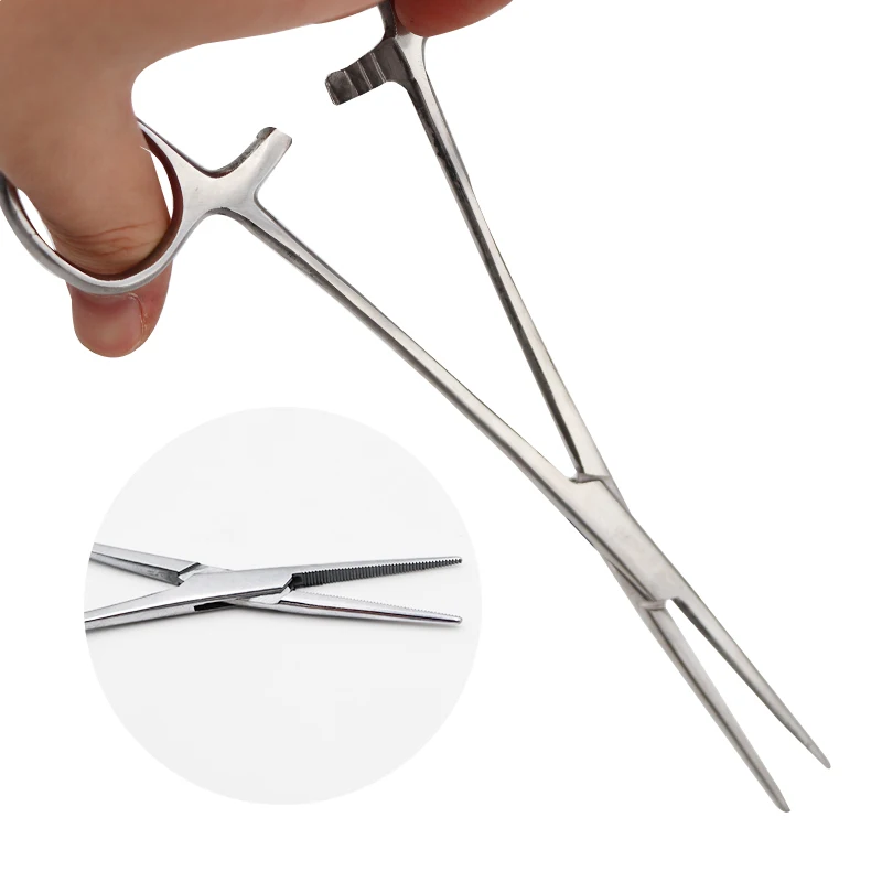 14/16/18cm Stainless Steel Hemostatic Clamp Forceps Straight/Elbow Tips Surgical Forceps Tool Hemostatic Forceps Pliers 6