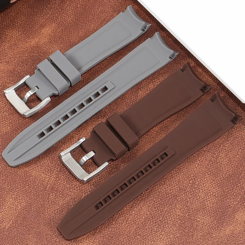 Versatile Waterproof Silicone Watch Strap with Curved Interface, Available in Multiple Sizes