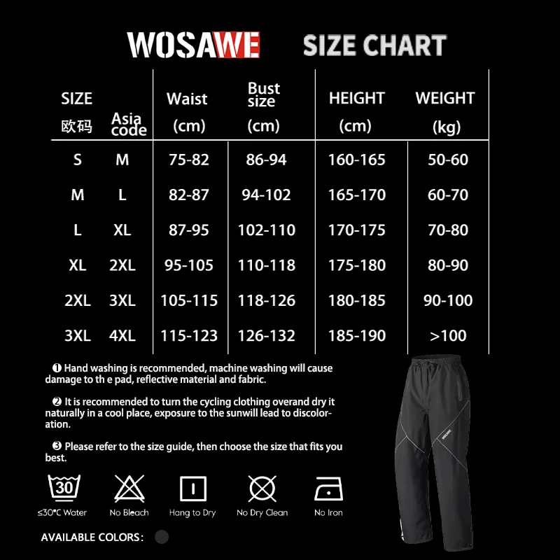 WOSAWE 남성용 오토바이 레인 팬츠 모토 방수 바지 야외 작업용 레인 기어 바지 (오토바이 캠핑 하이킹 낚시 골프용)