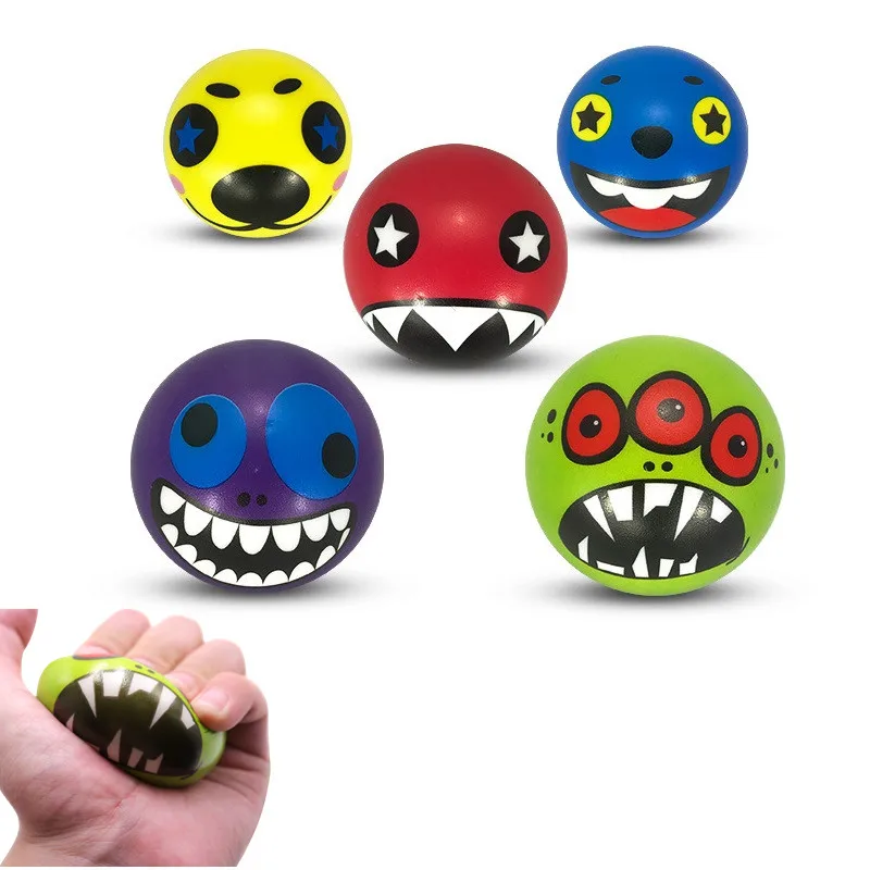 Kids Expression Soft Balls Toy Funny Sponge Stress Ball Squeeze Smiley Face Grimace PU Foam For Kids For Adults Sports Toy Ball 4