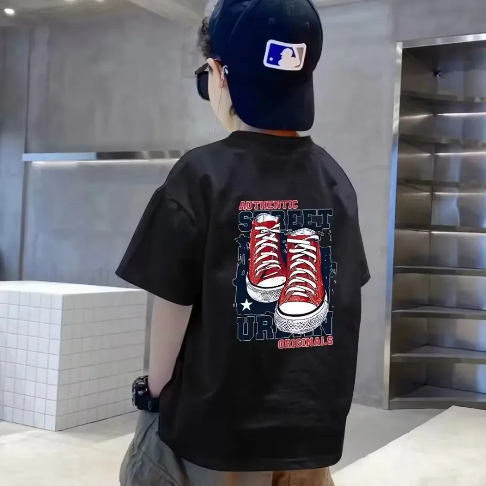 100% Cotton Kids T-shirt Summer Streetwear Cool Graffiti Print Boys Girls Short Sleeve Children Tops High Quality 3