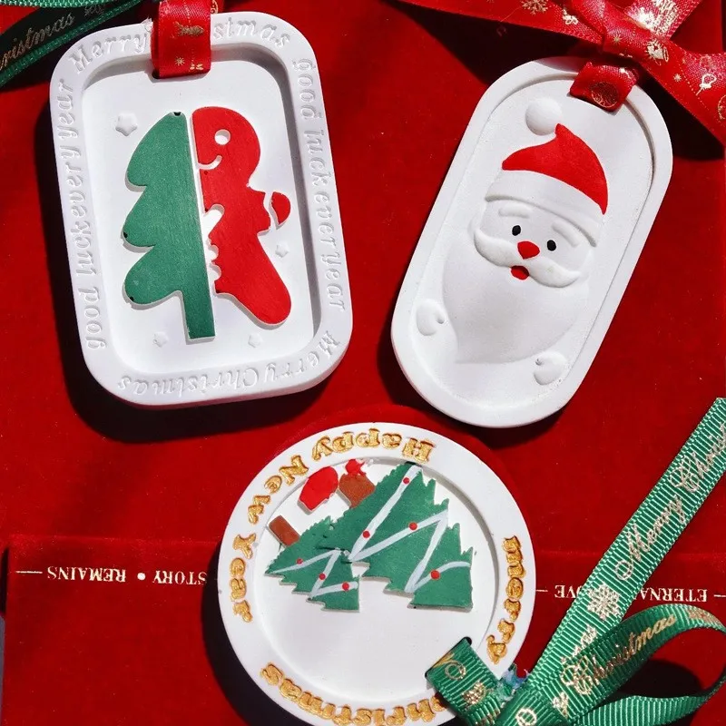 Holiday Scented Gypsum Plaster Silicone Molds for DIY Handmade Christmas Tree Ornaments