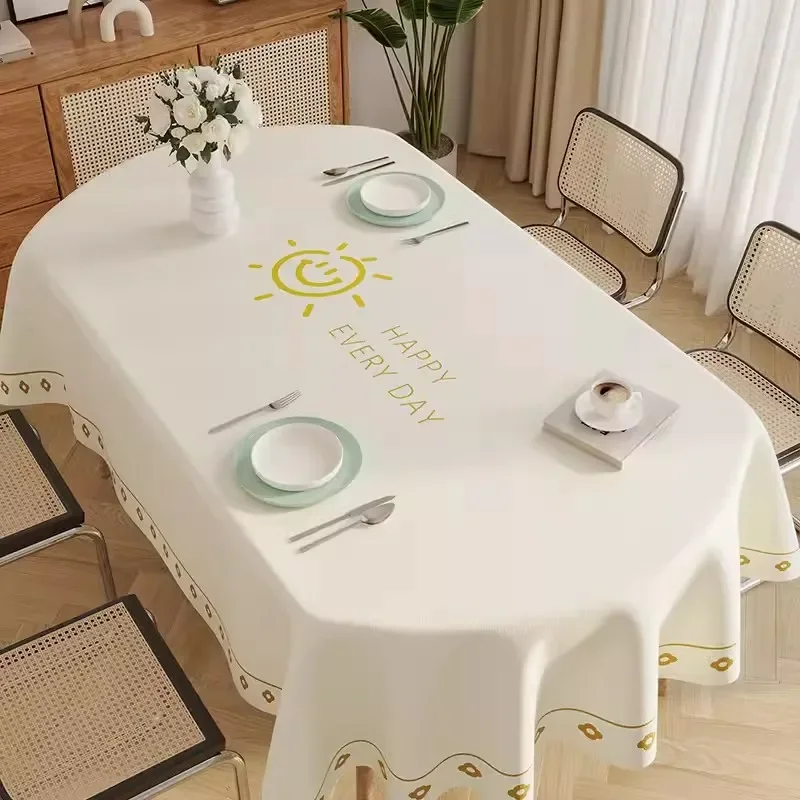 

ZXC052 PVC Imported dining table cloth with oil proof, waterproof, light luxury and high-end feel, rectangular tablecloth with