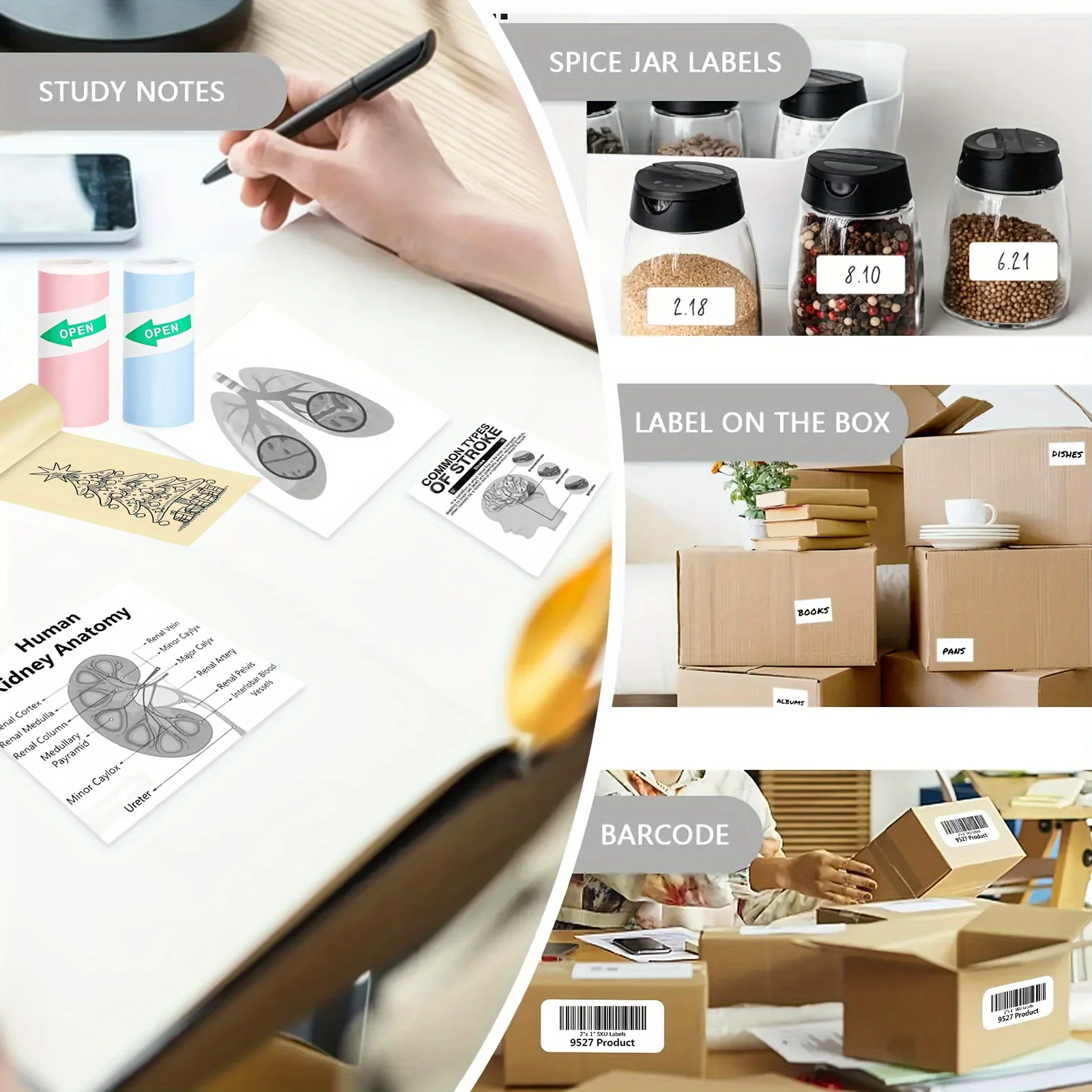 20 Rolls of Multi-Color Self-Adhesive Paper for Mini Printers: Perfect for Labels, Stickers, and Thermal Printing