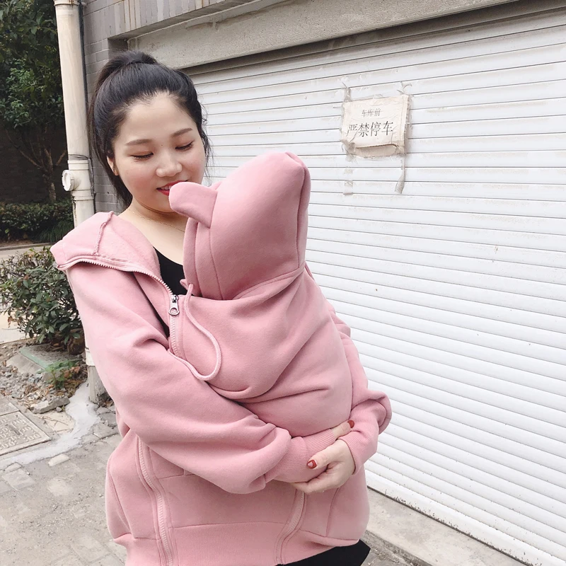 Winter New Baby Thicken Hoodies Kangaroo Dad&Mom Maternity Coats Pregnant Loose Fashion Cotton Baby Carrier Hooded Jackets