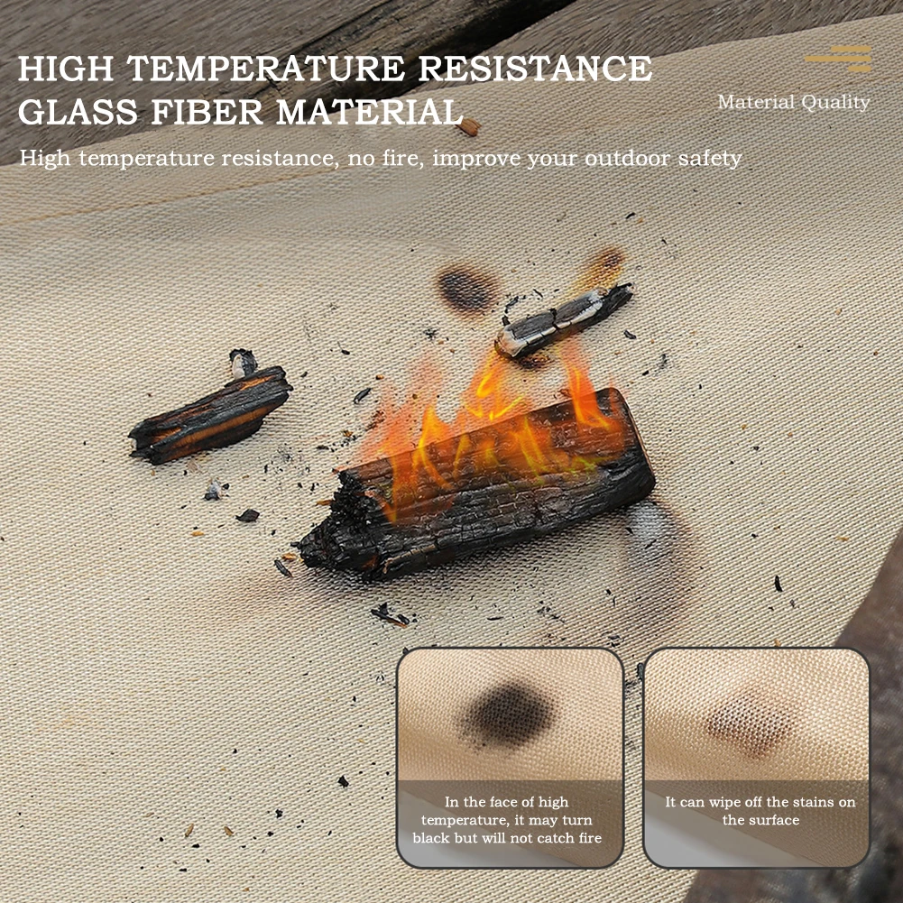 Fire Pit Fireproof Camping Stove Grill Mat Fiberglass Ember