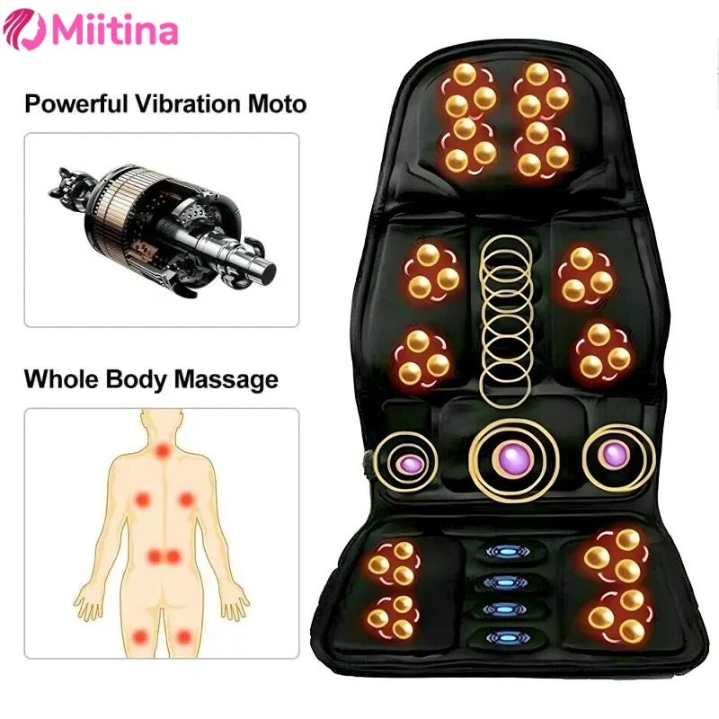 Home Office Car Full-Body Massage Cushion Heat 7 Motors Vibrate Back Neck Mat Chair Massage Relaxation Seat New Year's Present massage cushion