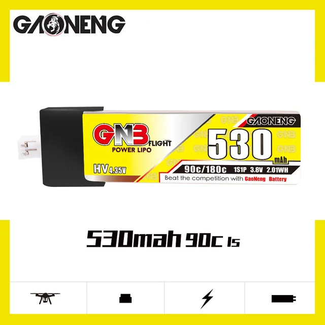 3Pcs 1S GNB 3.8V 530mAh 90C/180C Lipo Battery For RC Helicopter Quadcopter FPV Racing Drone With PH2.0 A30 Plug Spare Parts 3