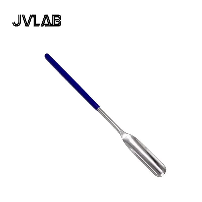 Lab Micro Drug Sampling Spoon Professional Stainless Steel U-shaped Scoop Capsule with Filling Rubber Non-Slip Handle 10pcs/pk