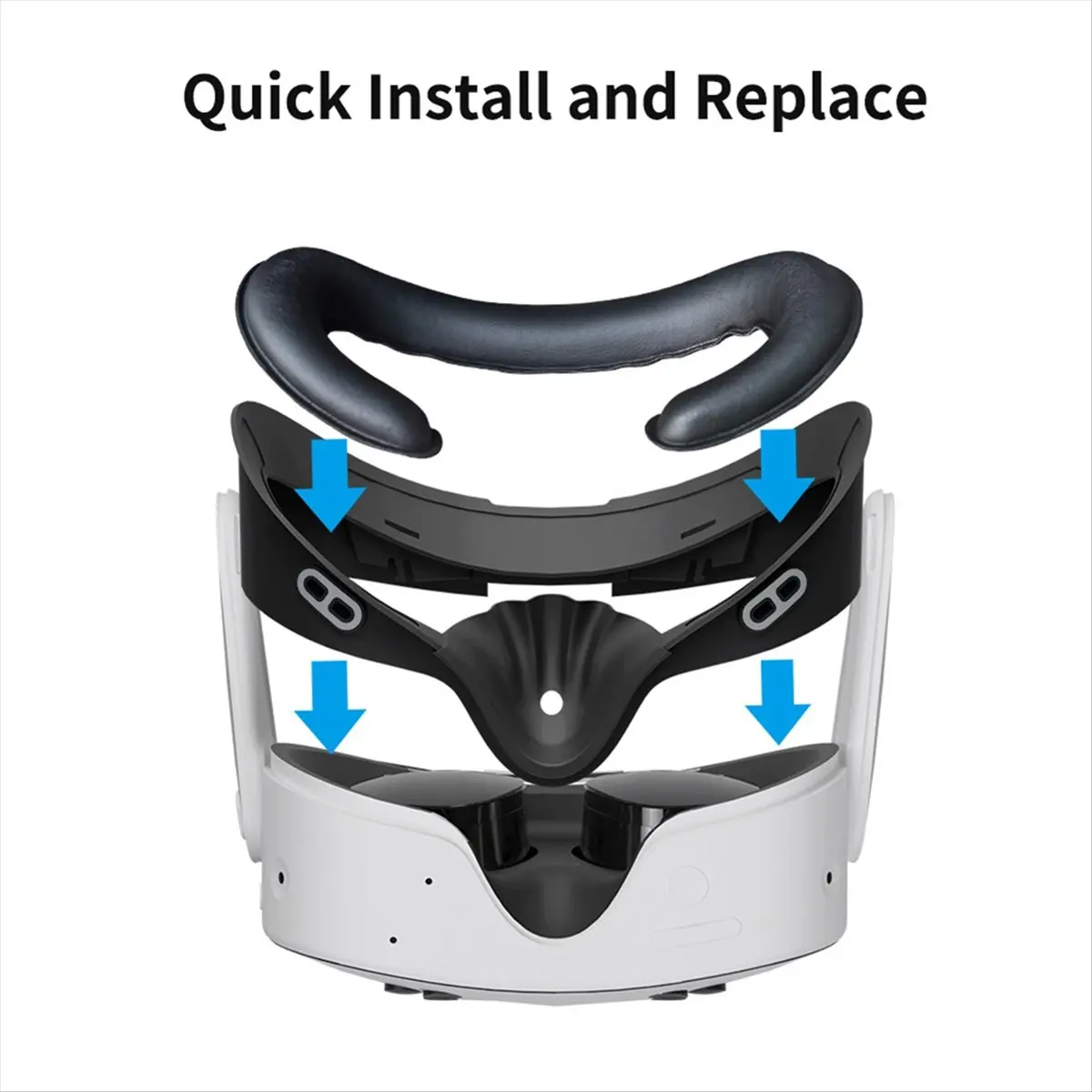 【ABUP】메타 퀘스트 3S 인터페이스 패드 쿠션 VR 액세서리용 편안한 조절 가능한 얼굴 교체용 PU 가죽 폼 브래킷