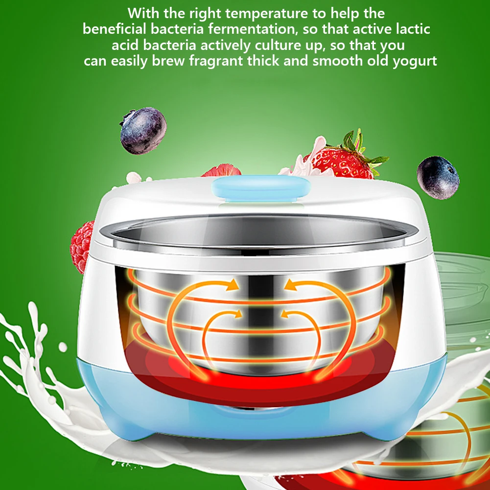 1L Automatic Yogurt Machine Multifunctional Household Rice Wine Maker Stainless Steel Portable Yogurt Maker for Kitchen