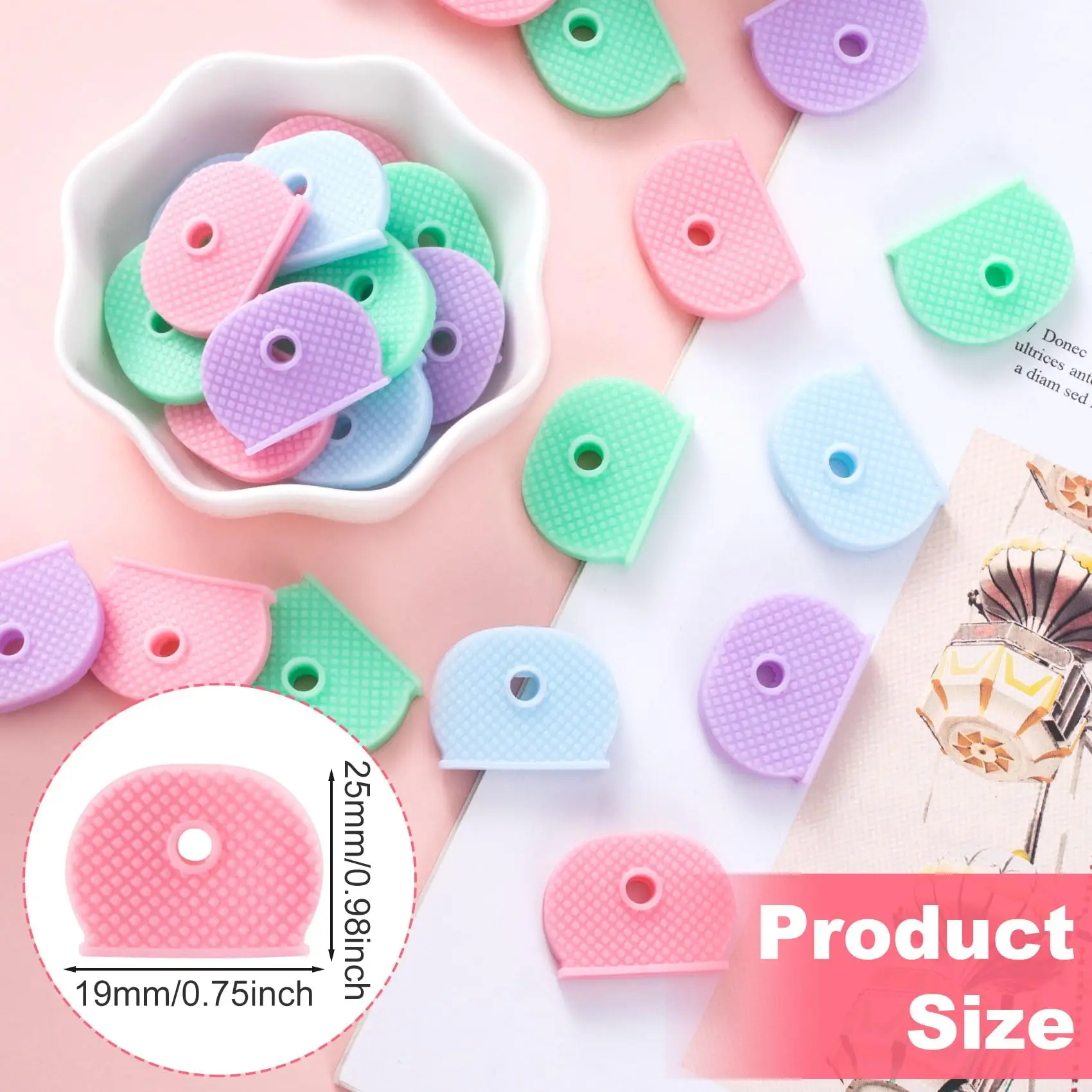 Colored Key Caps PVC Soft Key Cover Elastic Identification Protector Organizer Hollow Silencer Topper Accessories 2/5Pcs