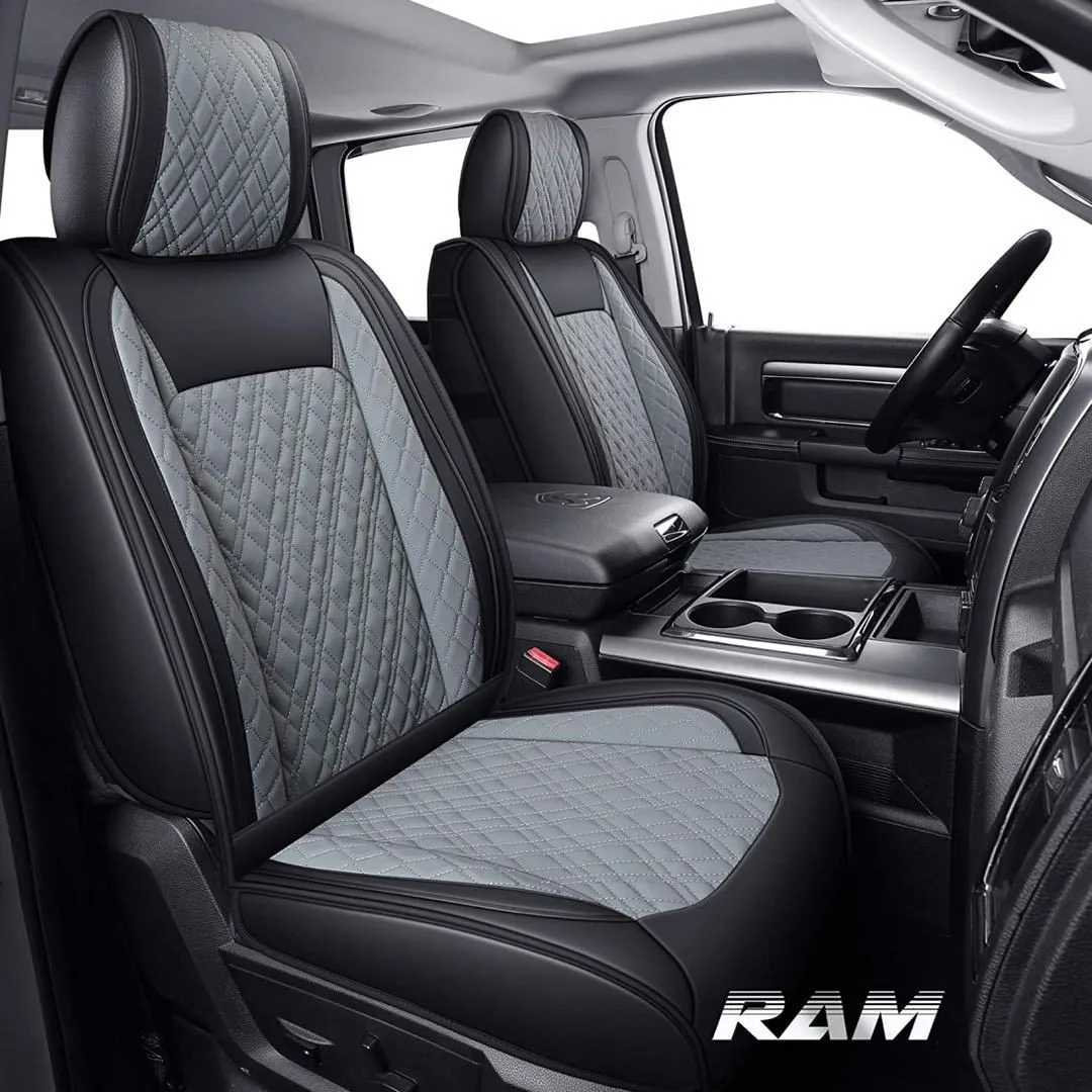 Huidasource Coprisedili Anteriori In Pelle Per Dodge Ram 1500/2500/3500 (2009-2023) - Impermeabili, Con Copriconsole