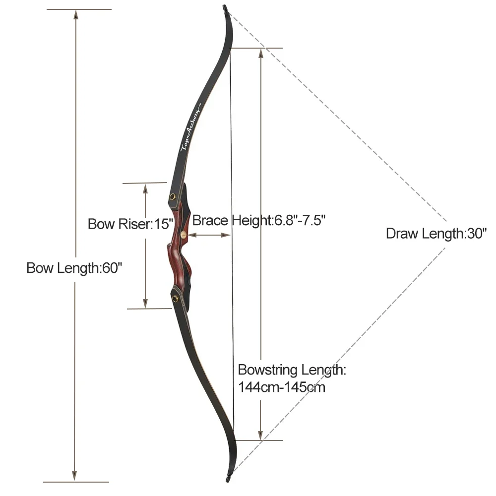 TOPARCHERY 60'' Archery Recurve Bow for Left-handed 25-50lbs Take-down Hunting Bow for Adults Outdoors Hunting 3