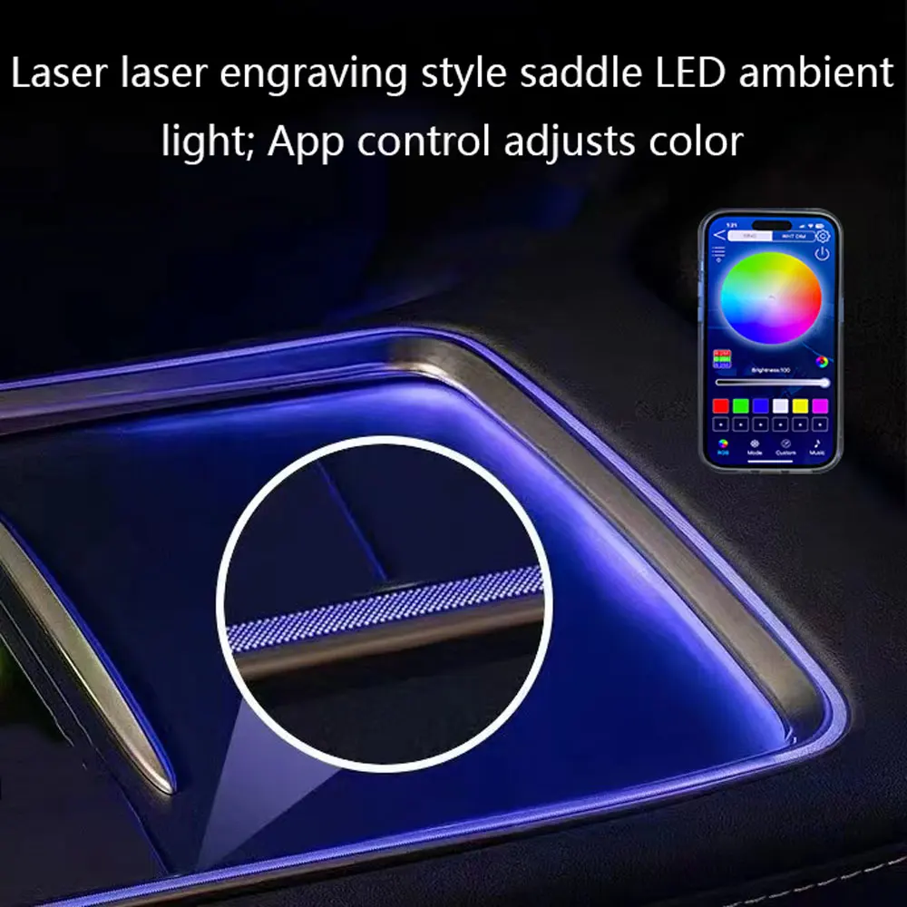 

246 color radium engraving style ambient light for Tesla model 3/Y center armrest box saddle LED ambient light
