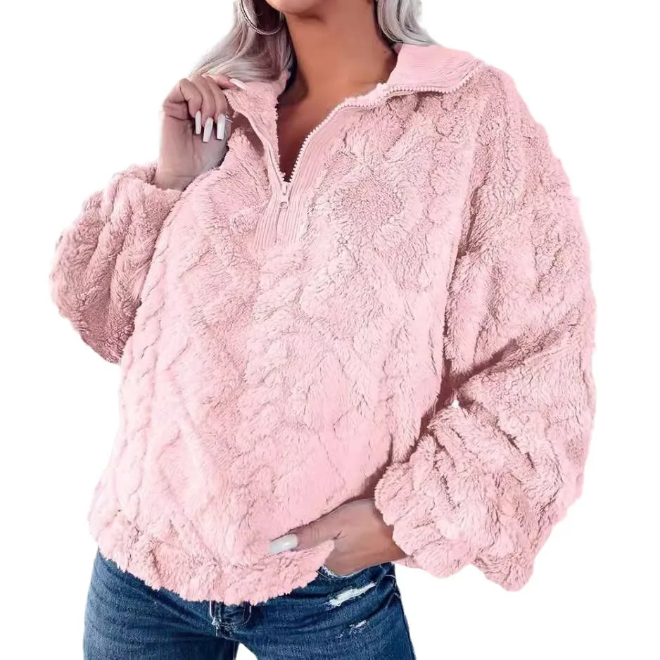 Women Autumn Fleece Hoodie Long Sleeve Zip Up Warm Sweatshirt