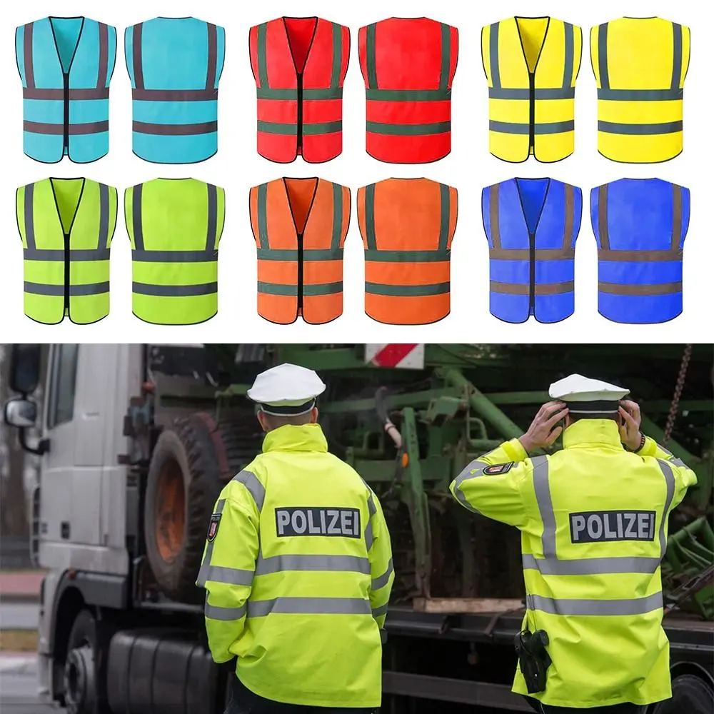 

Mutlicolor Reflective Safety Vest Warning Dacron Reflective Stripes Jacket Security Safety Work Traffic Waistcoat Unisex