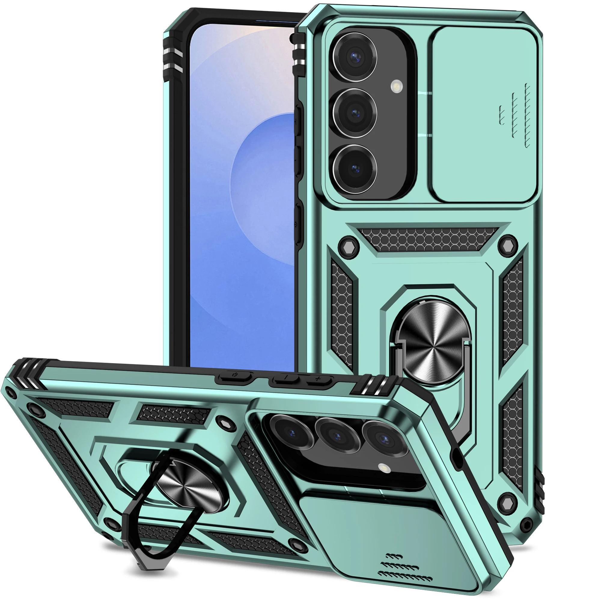 Shockproof Armor Case with Ring Holder and Lens Protection – Enhanced Durability Cover