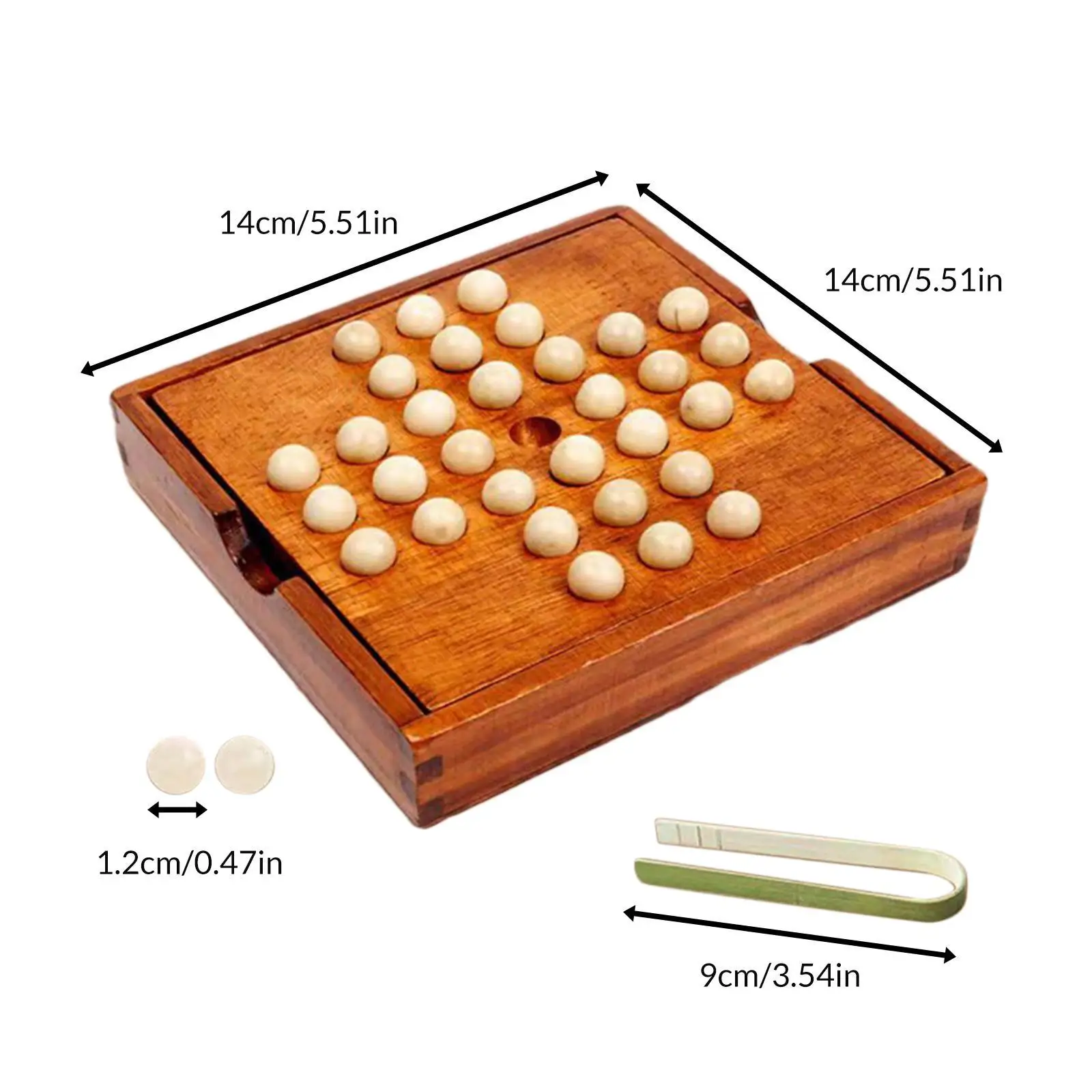 Peg Solitaire Board Game 32 Pegs Chess Brain Teaser Puzzles Office Decor Kids Wood Educational Family Game Solo Board