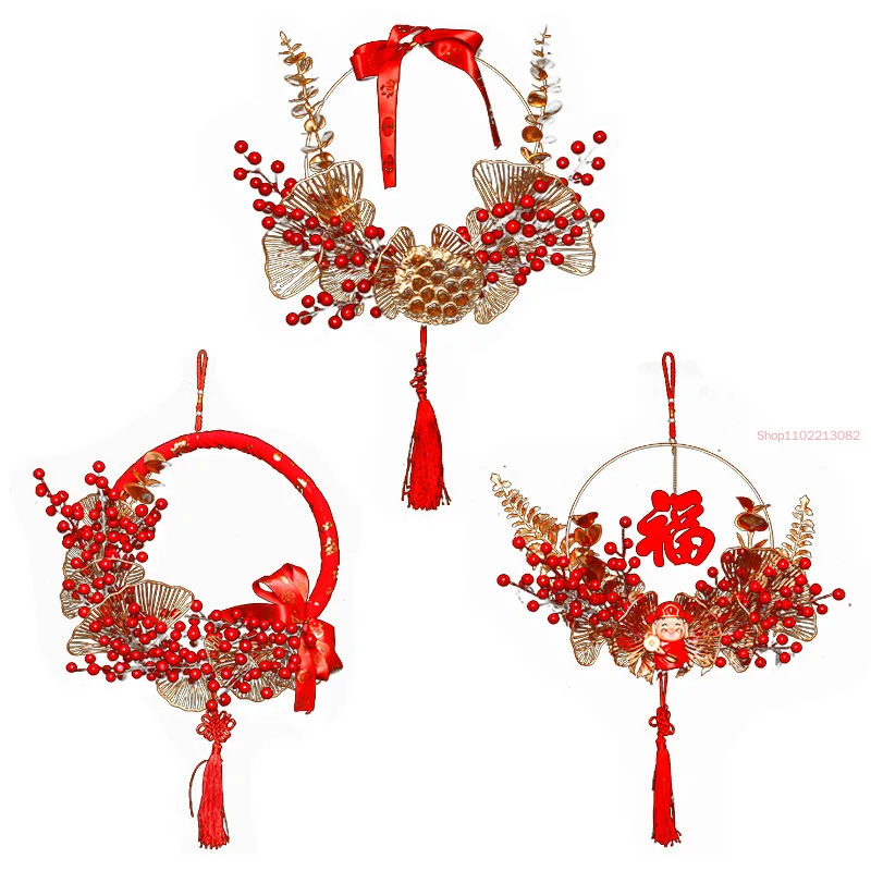 

Chinese Style Celebration Wedding Prop Home Garland Door Decorations New Year Festival Eve Red Fruit Window Decoration Pendant