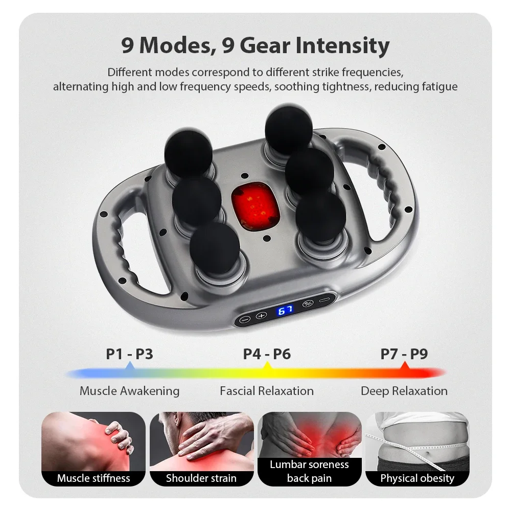 Six-head Fascia Gun High-Frequency Vibration Body Massage Gun Back and Waist Massager Massager Neck Shoulder Massager masajeador