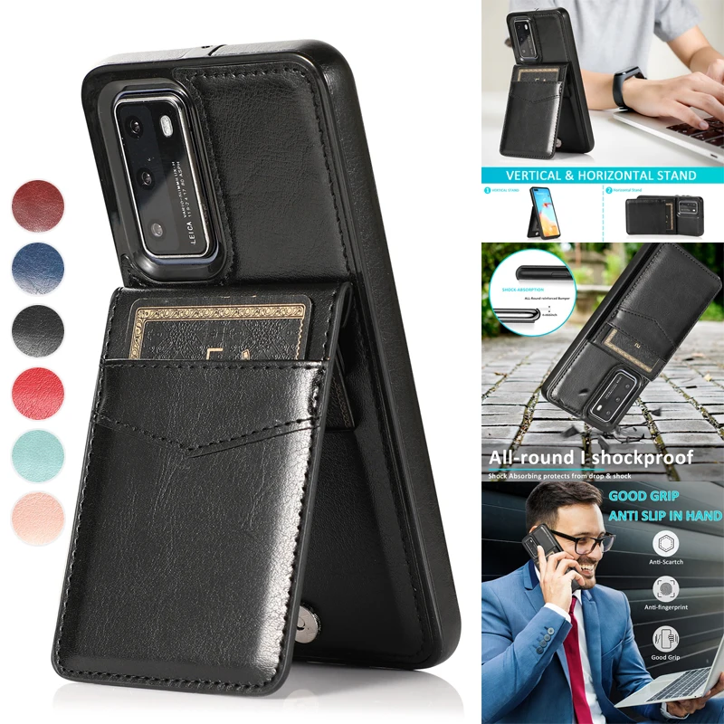 Etui z uchwytem portfelowym do Huawei P40 Mate 40 30 Pro 20 Lite, PU_voghion.com